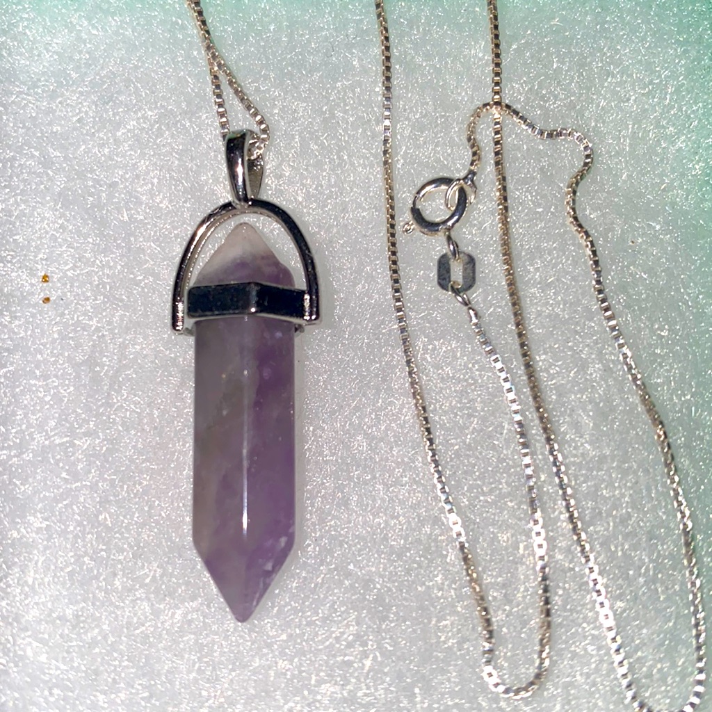 Boho Hippie Amethyst Sterling Silver 16 Necklace 15$